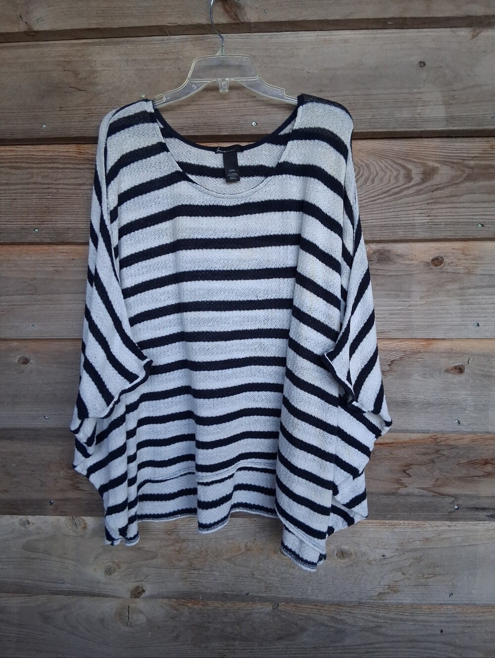 Lane Bryant Striped Open Knit Poncho Sweater Size 22/24 Cotton Blend